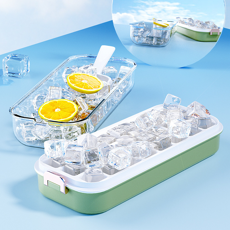 制冰块模具家用食品级硅胶冰格按压式冰箱带盖冻冰块神器制冰盒子