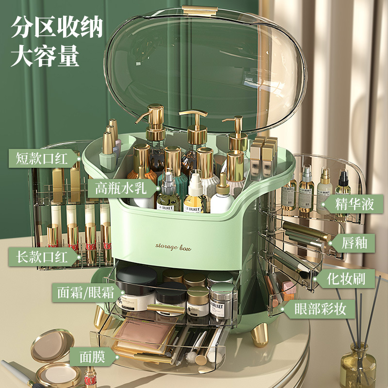 化妆品收纳盒桌面高端护肤品收纳新款大容量抽屉式口红透明置物架