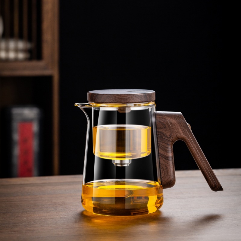 磁吸飘逸杯泡茶壶无杆一键下水高档办公茶具茶水分离杯家用冲茶器
