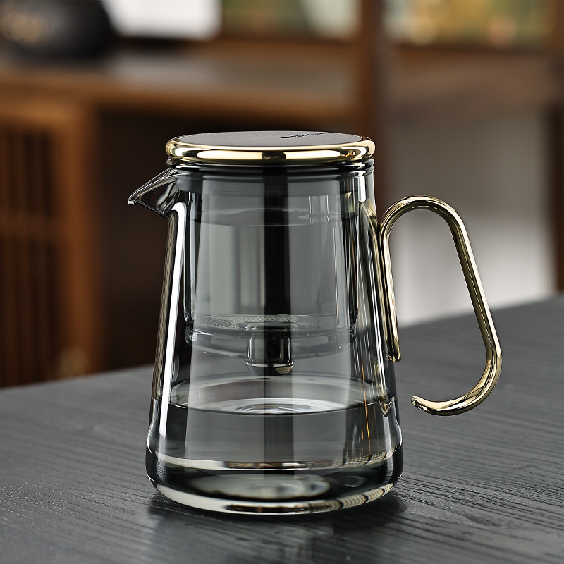 耐高温全玻璃内胆磁吸飘逸杯茶水分离铝合金泡茶壶懒人茶具泡茶器