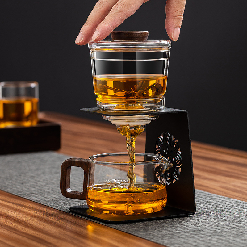 飘逸杯玻璃泡茶壶懒人过滤小转磨套装家用茶具批发