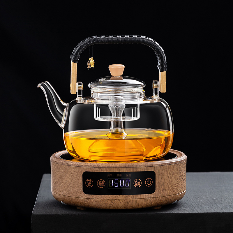 2024年新款电陶炉煮茶壶泡茶家用蒸茶壶玻璃烧水壶煮茶炉茶具套装